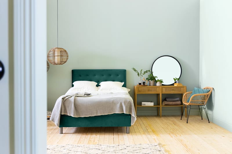 NOVELLA Sängpaket 120x200 cm Knapp Gavel Mörkgrön/Sammet - Möbler - Sovrum - Sängar - Komplett Sängpaket