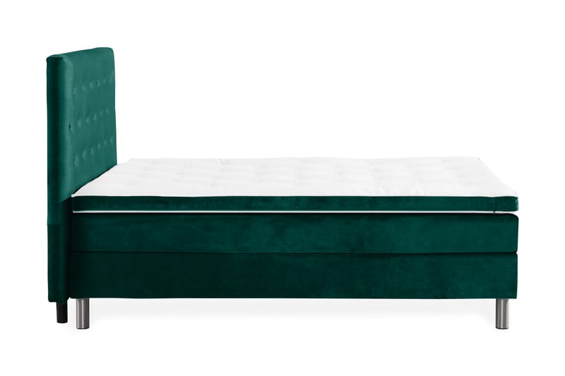 NOVELLA Sängpaket 120x200 cm Knapp Gavel Mörkgrön/Sammet - Komplett Sängpaket - Kontinentalsängar