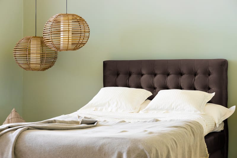 NOVELLA Sängpaket 120x200 cm Rutig Gavel Brun/Sammet - Möbler - Sovrum - Sängar - Komplett Sängpaket
