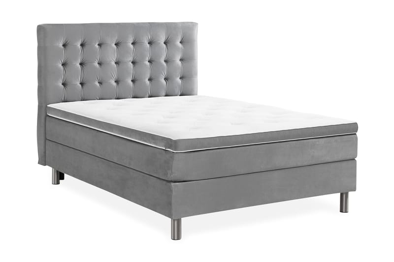 NOVELLA Sängpaket 120x200 cm Rutig Gavel Ljusgrå/Sammet - Möbler - Sovrum - Sängar - Komplett Sängpaket