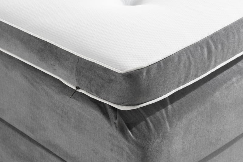 NOVELLA Sängpaket 120x200 cm Rutig Gavel Ljusgrå/Sammet - Möbler - Sovrum - Sängar - Komplett Sängpaket