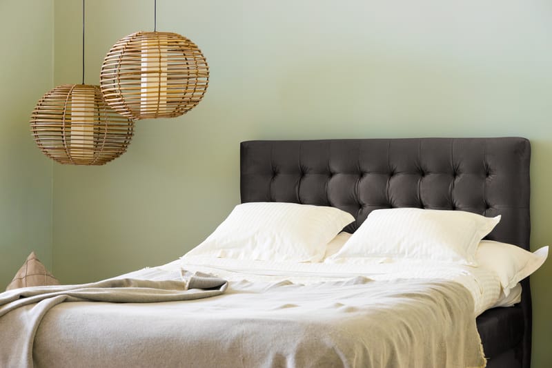 NOVELLA Sängpaket 120x200 cm Rutig Gavel Mörkgrå/Sammet - Möbler - Sovrum - Sängar - Komplett Sängpaket