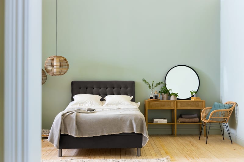 NOVELLA Sängpaket 120x200 cm Rutig Gavel Mörkgrå/Sammet - Möbler - Sovrum - Sängar - Komplett Sängpaket