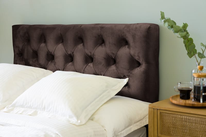NOVELLA Sängpaket 140x200 cm Djuphäftad Gavel Brun/Sammet - Möbler - Sovrum - Sängar - Komplett Sängpaket