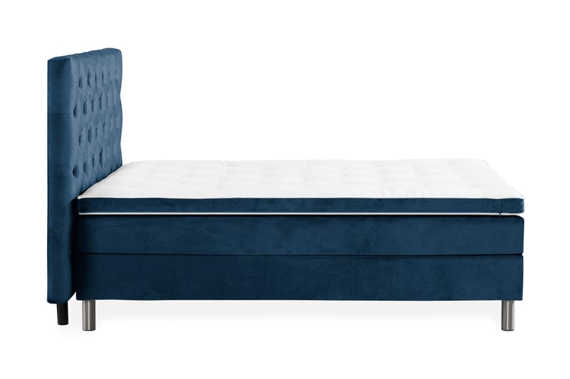 NOVELLA Sängpaket 140x200 cm Djuphäftad Gavel Mörkblå/Sammet - Komplett Sängpaket - Kontinentalsängar