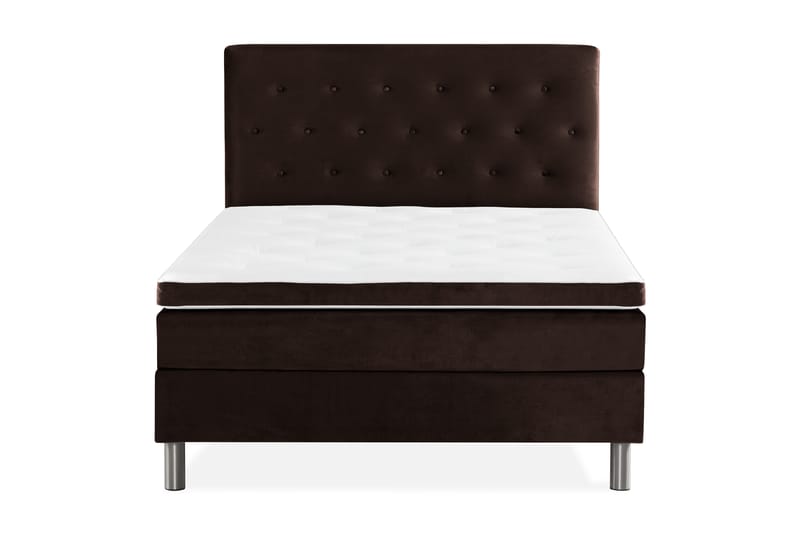 NOVELLA Sängpaket 140x200 cm Knapp Gavel Brun/Sammet - Möbler - Sovrum - Sängar - Komplett Sängpaket