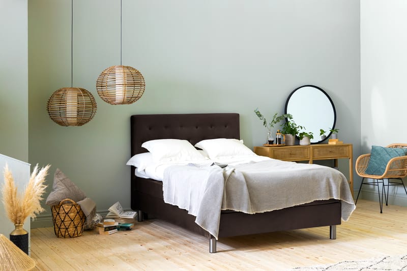 NOVELLA Sängpaket 140x200 cm Knapp Gavel Brun/Sammet - Möbler - Sovrum - Sängar - Komplett Sängpaket