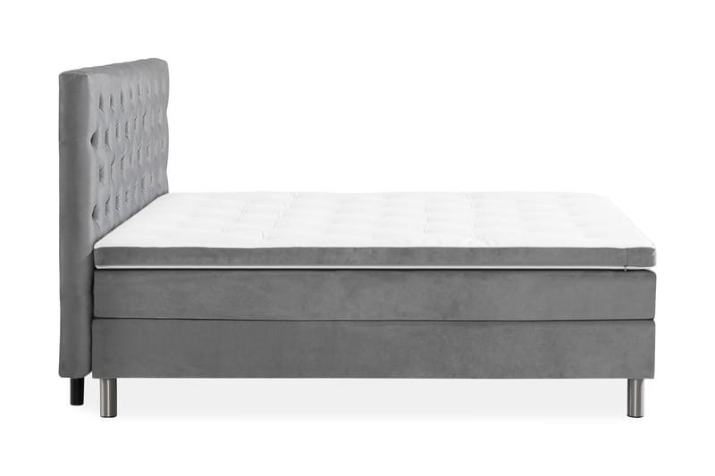 NOVELLA Sängpaket 160x200 cm Djuphäftad Gavel Ljusgrå/Sammet - Möbler - Sovrum - Sängar - Komplett Sängpaket