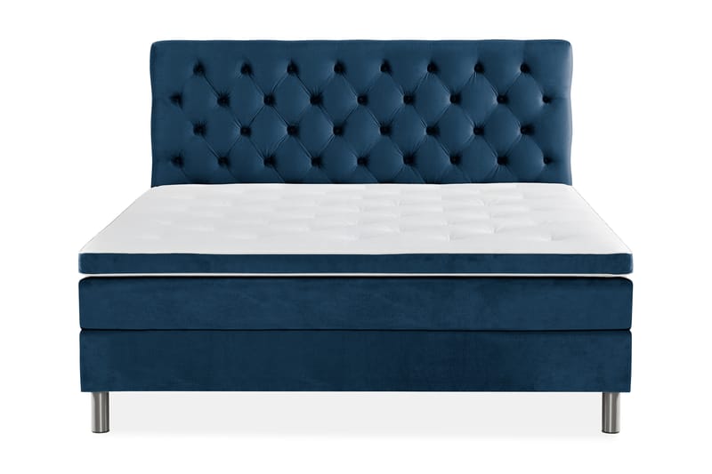 NOVELLA Sängpaket 160x200 cm Djuphäftad Gavel Mörkblå/Sammet - Komplett Sängpaket - Kontinentalsängar