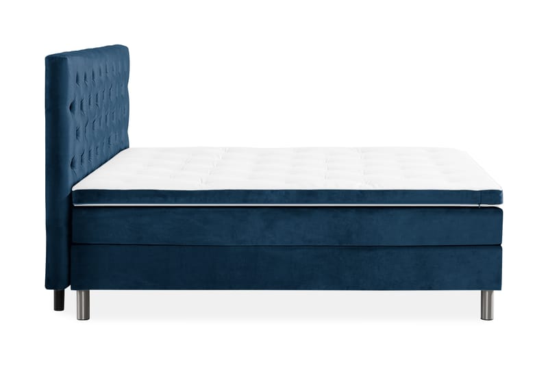 NOVELLA Sängpaket 160x200 cm Djuphäftad Gavel Mörkblå/Sammet - Komplett Sängpaket - Kontinentalsängar