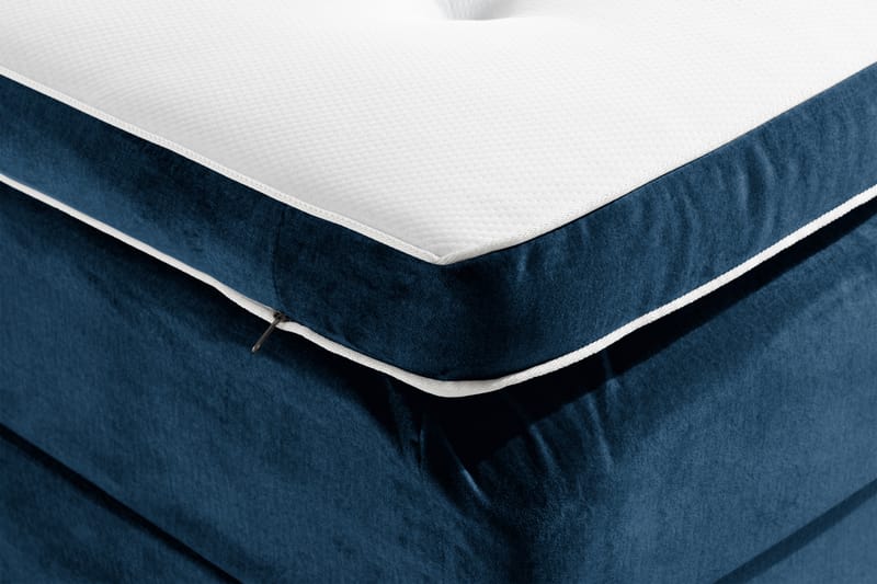 NOVELLA Sängpaket 160x200 cm Djuphäftad Gavel Mörkblå/Sammet - Möbler - Sovrum - Sängar - Komplett Sängpaket