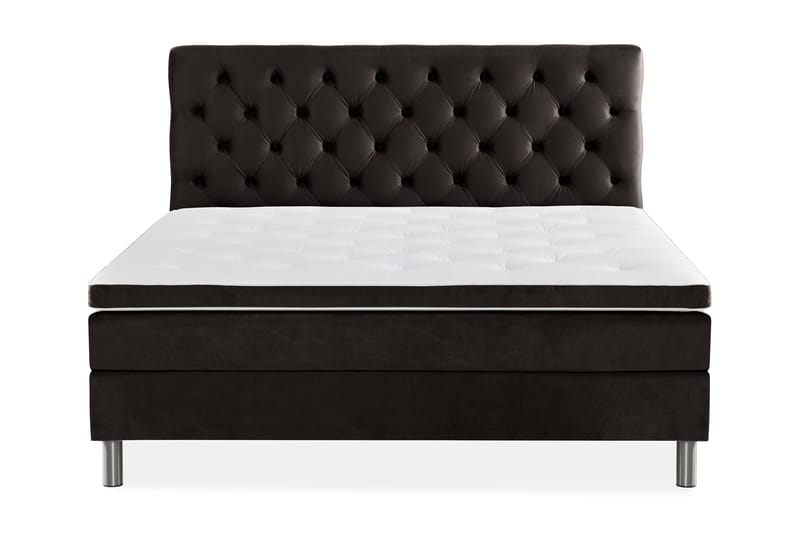 NOVELLA Sängpaket 160x200 cm Djuphäftad Gavel Mörkgrå/Sammet - Möbler - Sovrum - Sängar - Komplett Sängpaket