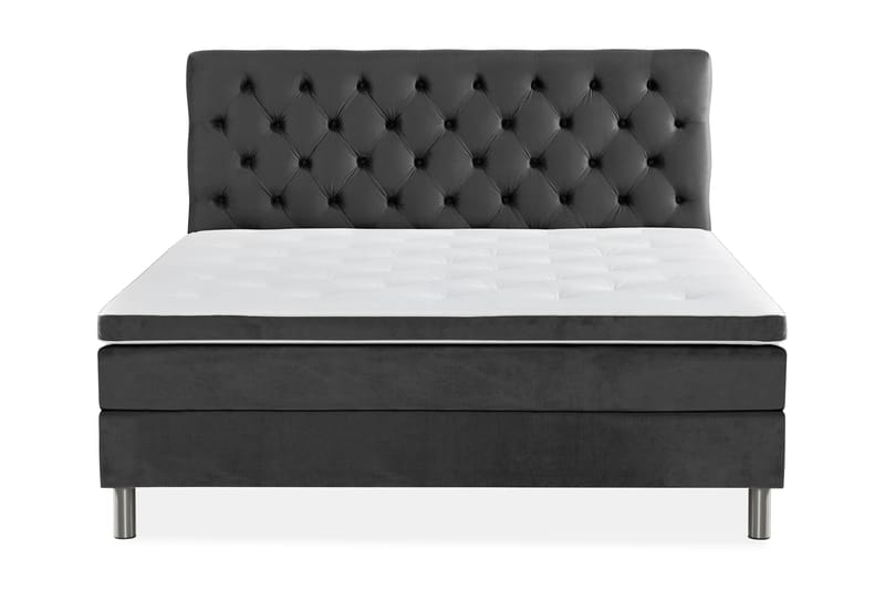 NOVELLA Sängpaket 160x200 cm Djuphäftad Gavel Mörkgrå/Sammet - Möbler - Sovrum - Sängar - Komplett Sängpaket