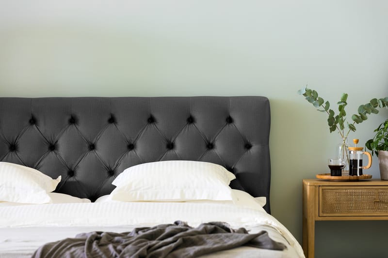 NOVELLA Sängpaket 160x200 cm Djuphäftad Gavel Mörkgrå/Sammet - Möbler - Sovrum - Sängar - Komplett Sängpaket