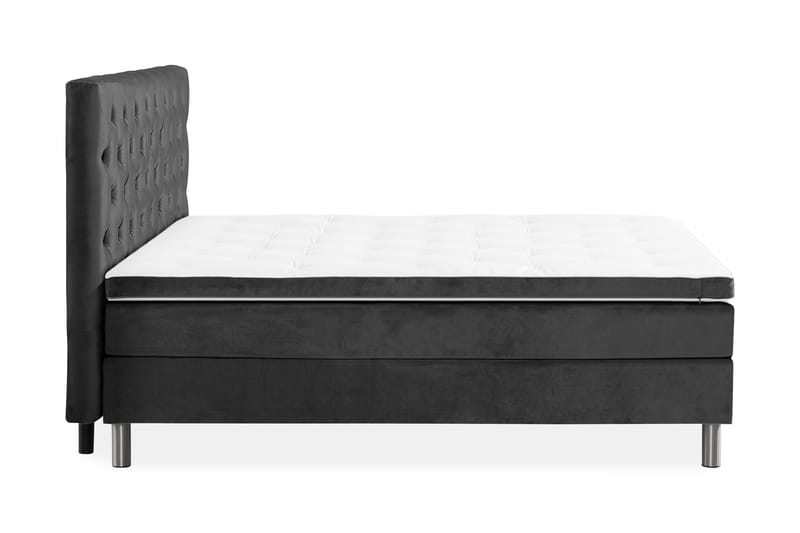 NOVELLA Sängpaket 160x200 cm Djuphäftad Gavel Mörkgrå/Sammet - Möbler - Sovrum - Sängar - Komplett Sängpaket
