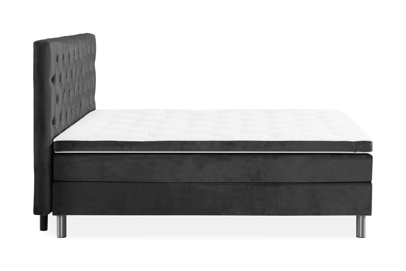 NOVELLA Sängpaket 160x200 cm Djuphäftad Gavel Mörkgrå/Sammet - Komplett Sängpaket - Kontinentalsängar