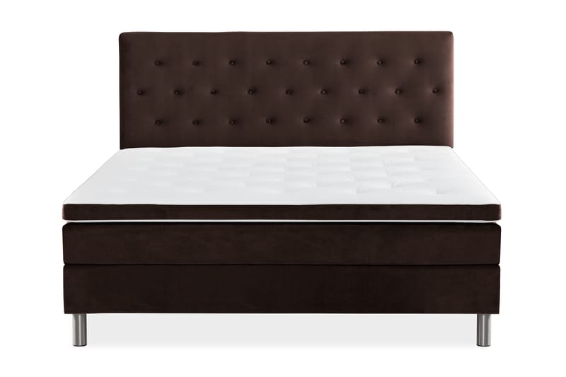 NOVELLA Sängpaket 160x200 cm Knapp Gavel Brun/Sammet - Möbler - Sovrum - Sängar - Komplett Sängpaket
