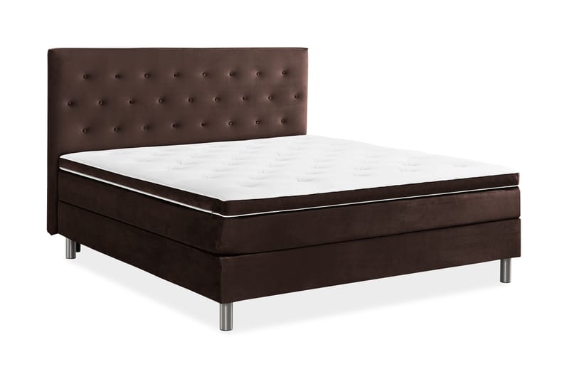 NOVELLA Sängpaket 160x200 cm Knapp Gavel Brun/Sammet - Möbler - Sovrum - Sängar - Komplett Sängpaket