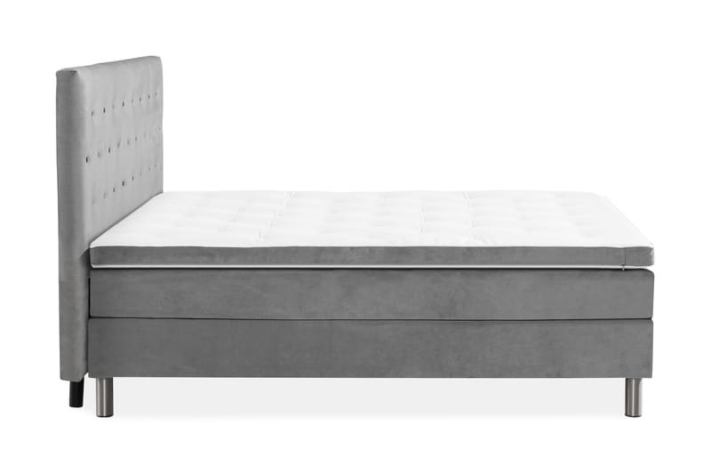 NOVELLA Sängpaket 160x200 cm Knapp Gavel Ljusgrå/Sammet - Komplett Sängpaket - Kontinentalsängar