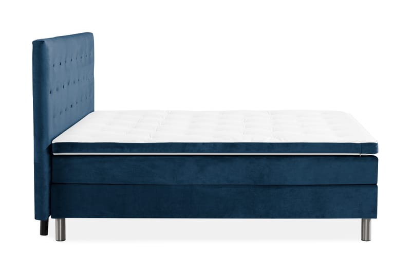 NOVELLA Sängpaket 160x200 cm Knapp Gavel Mörkblå/Sammet - Möbler - Sovrum - Sängar - Komplett Sängpaket