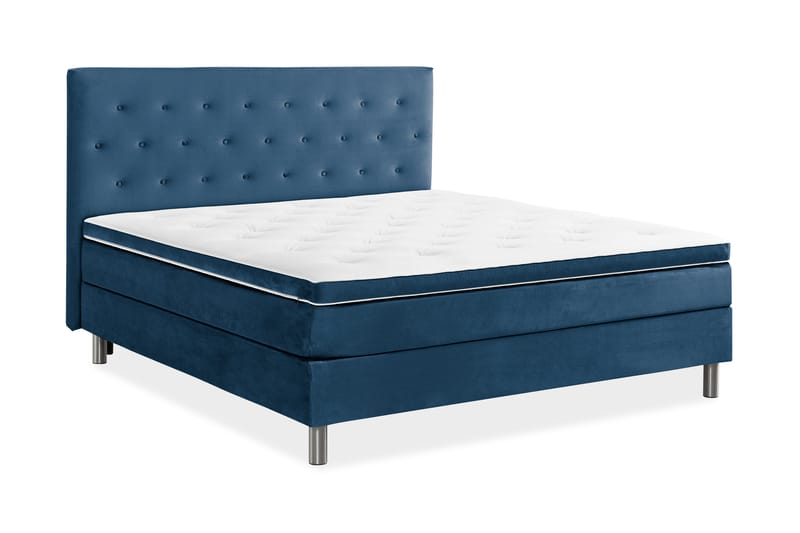 NOVELLA Sängpaket 160x200 cm Knapp Gavel Mörkblå/Sammet - Komplett Sängpaket - Kontinentalsängar