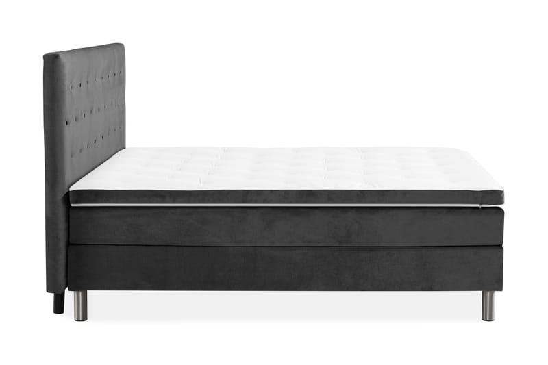 NOVELLA Sängpaket 160x200 cm Knapp Gavel Mörkgrå/Sammet - Möbler - Sovrum - Sängar - Komplett Sängpaket