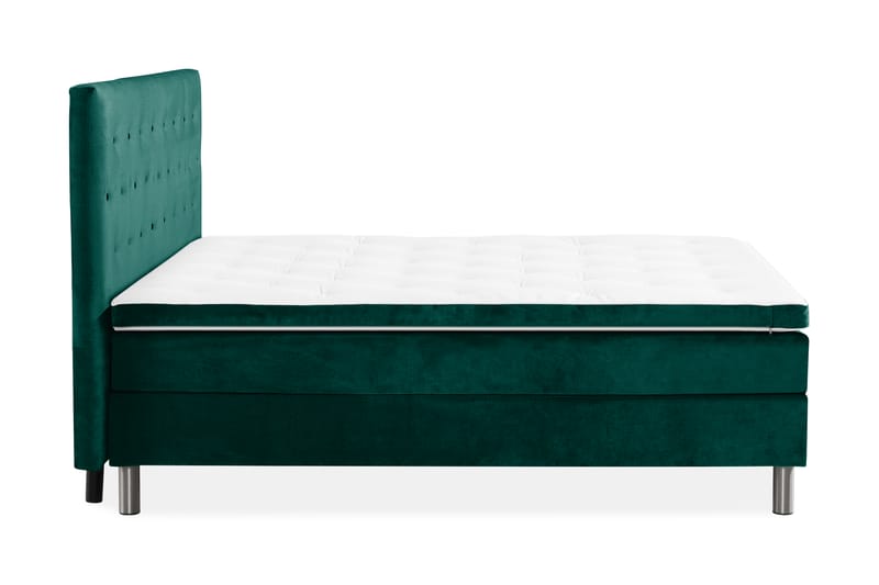 NOVELLA Sängpaket 160x200 cm Knapp Gavel Mörkgrön/Sammet - Komplett Sängpaket - Kontinentalsängar