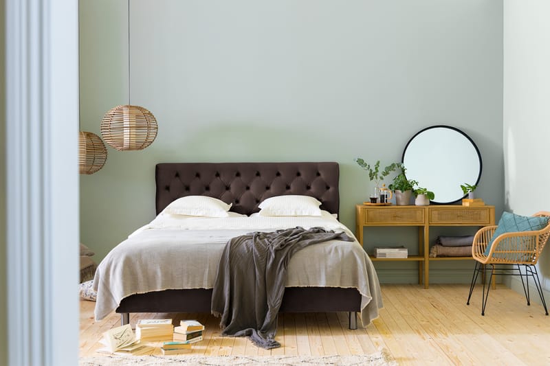 NOVELLA Sängpaket 180x200 cm Djuphäftad Gavel Brun/Sammet - Möbler - Sovrum - Sängar - Komplett Sängpaket