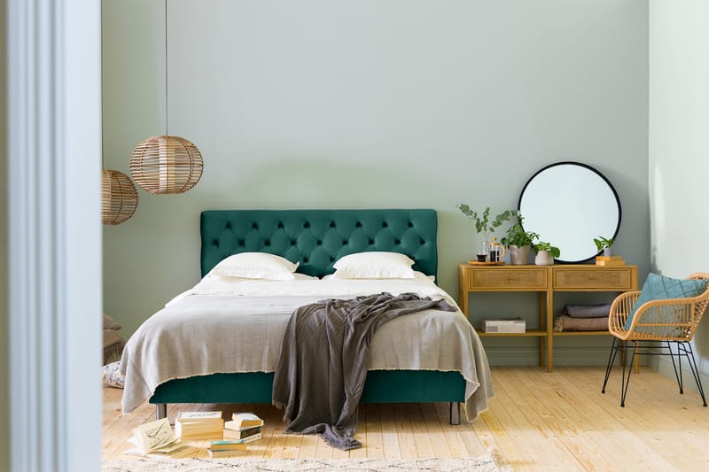 NOVELLA Sängpaket 180x200 cm Djuphäftad Gavel Mörkgrön/Samme - Möbler - Sovrum - Sängar - Komplett Sängpaket