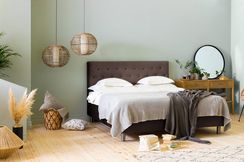 NOVELLA Sängpaket 180x200 cm Knapp Gavel Brun/Sammet - Möbler - Sovrum - Sängar - Komplett Sängpaket