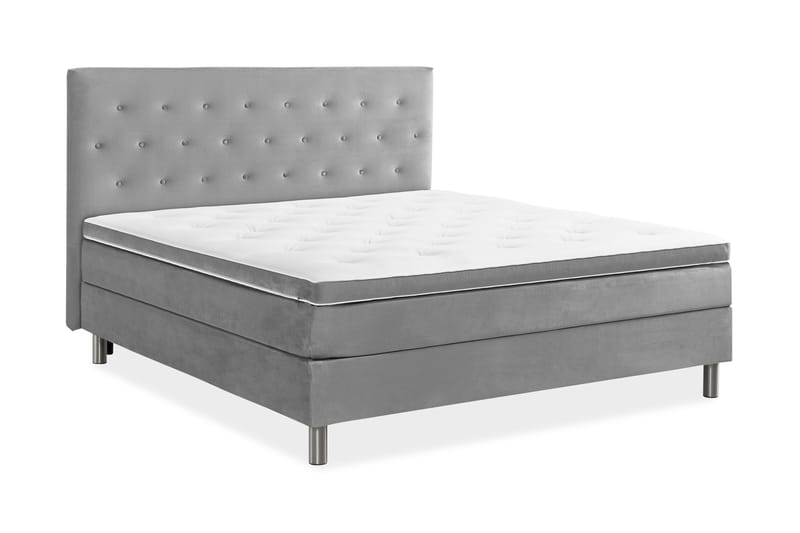 NOVELLA Sängpaket 180x200 cm Knapp Gavel Ljusgrå/Sammet - Möbler - Sovrum - Sängar - Komplett Sängpaket