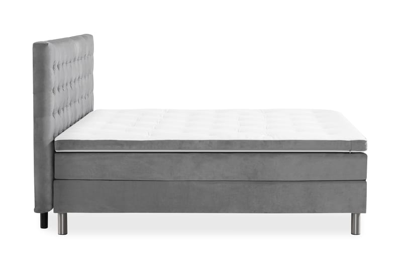 NOVELLA Sängpaket 180x200 cm Rutig Gavel Ljusgrå/Sammet - Möbler - Sovrum - Sängar - Komplett Sängpaket