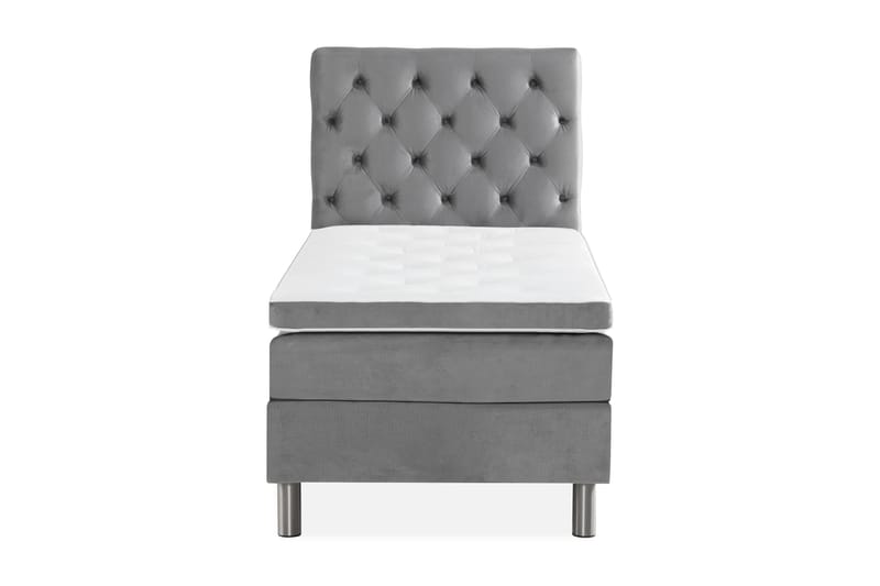 NOVELLA Sängpaket 90x200 cm Djuphäftad Gavel Ljusgrå/Sammet - Möbler - Sovrum - Sängar - Komplett Sängpaket