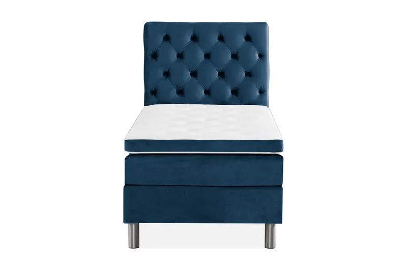 NOVELLA Sängpaket 90x200 cm Djuphäftad Gavel Mörkblå/Sammet - Möbler - Sovrum - Sängar - Kontinentalsängar