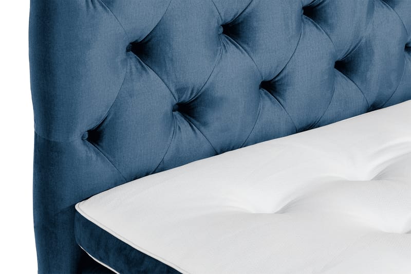 NOVELLA Sängpaket 90x200 cm Djuphäftad Gavel Mörkblå/Sammet - Möbler - Sovrum - Sängar - Kontinentalsängar
