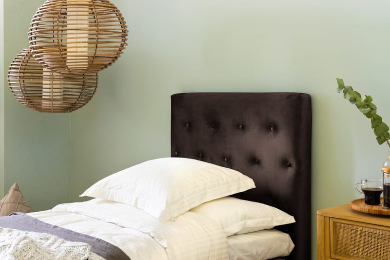 NOVELLA Sängpaket 90x200 cm Knapp Gavel Brun/Sammet - Möbler - Sovrum - Sängar - Komplett Sängpaket