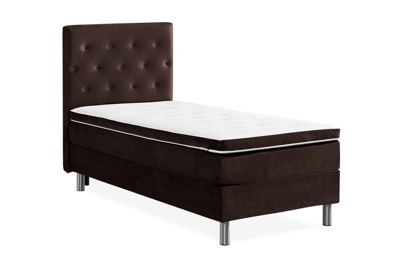 NOVELLA Sängpaket 90x200 cm Knapp Gavel Brun/Sammet - Möbler - Sovrum - Sängar - Komplett Sängpaket