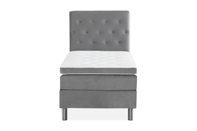 NOVELLA Sängpaket 90x200 cm Knapp Gavel Ljusgrå/Sammet - Möbler - Sovrum - Sängar - Komplett Sängpaket