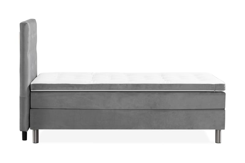 NOVELLA Sängpaket 90x200 cm Knapp Gavel Ljusgrå/Sammet - Möbler - Sovrum - Sängar - Komplett Sängpaket