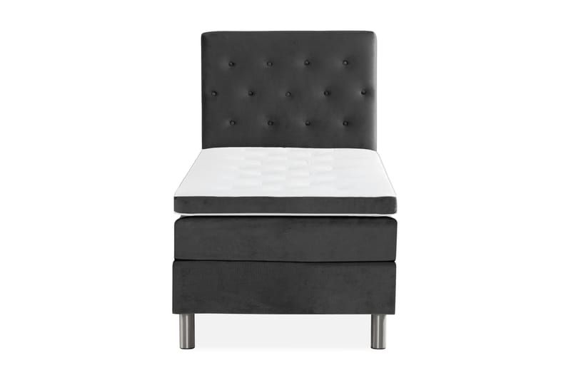NOVELLA Sängpaket 90x200 cm Knapp Gavel Mörkgrå/Sammet - Möbler - Sovrum - Sängar - Komplett Sängpaket