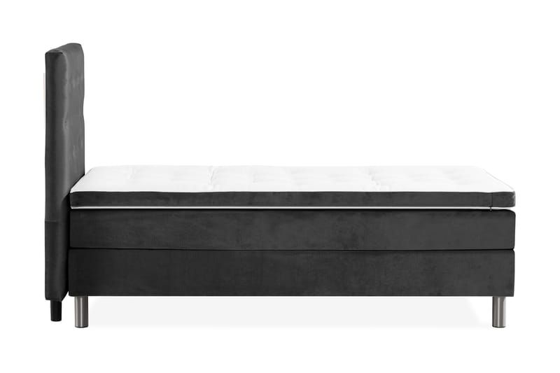 NOVELLA Sängpaket 90x200 cm Knapp Gavel Mörkgrå/Sammet - Möbler - Sovrum - Sängar - Komplett Sängpaket