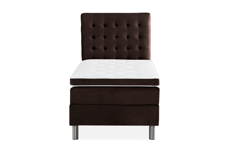 NOVELLA Sängpaket 90x200 cm Rutig Gavel Brun/Sammet - Möbler - Sovrum - Sängar - Komplett Sängpaket