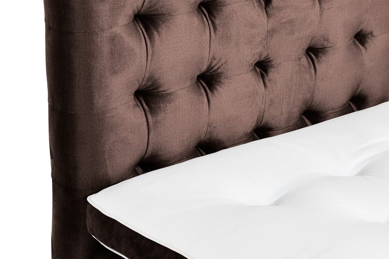 NOVELLA Sängpaket 90x200 cm Rutig Gavel Brun/Sammet - Möbler - Sovrum - Sängar - Komplett Sängpaket