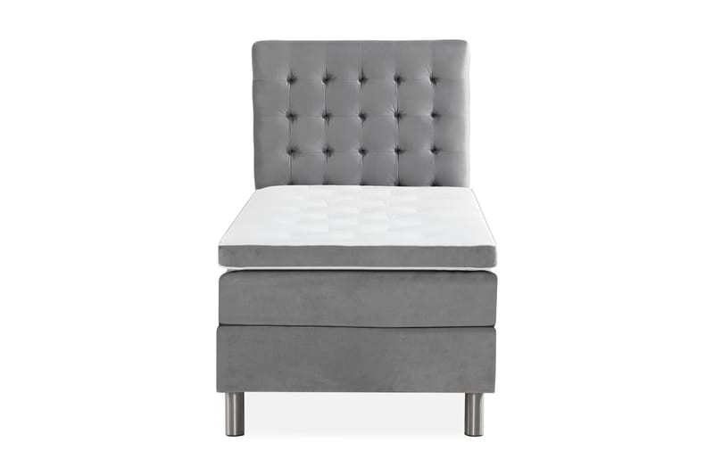 NOVELLA Sängpaket 90x200 cm Rutig Gavel Ljusgrå/Sammet - Möbler - Sovrum - Sängar - Komplett Sängpaket