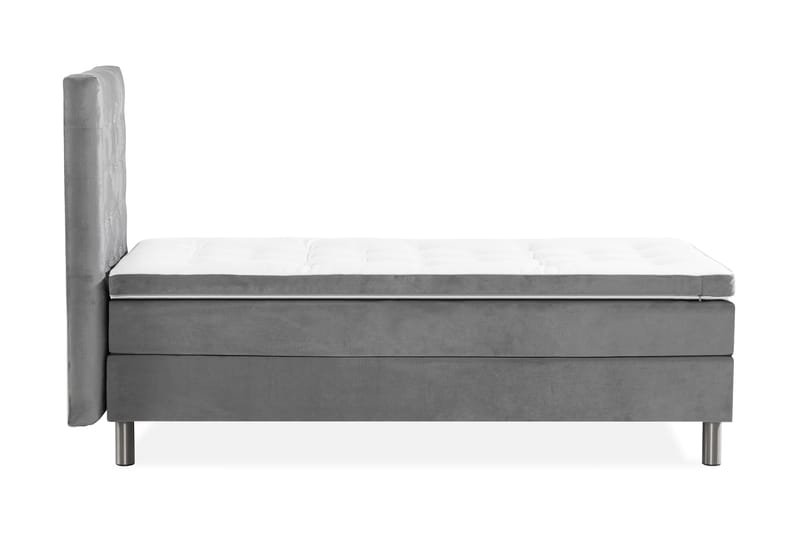 NOVELLA Sängpaket 90x200 cm Rutig Gavel Ljusgrå/Sammet - Möbler - Sovrum - Sängar - Komplett Sängpaket
