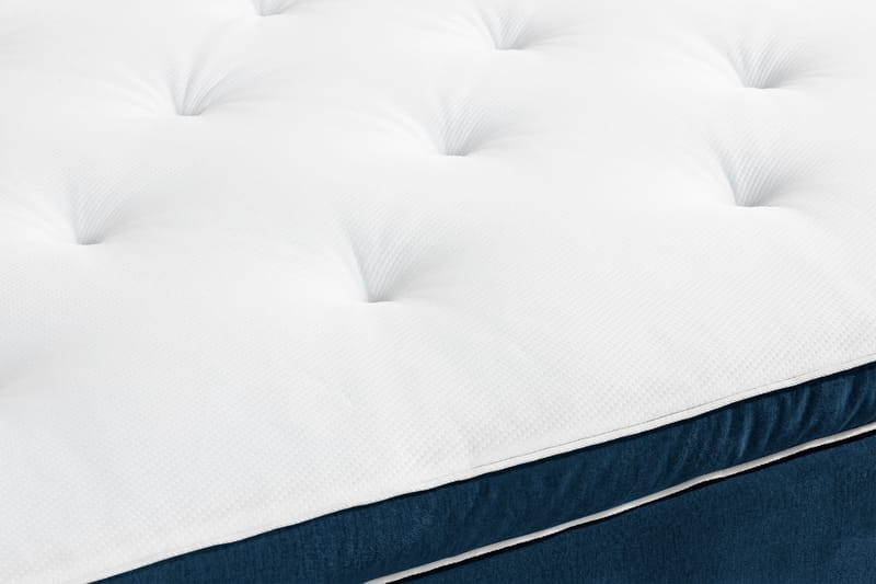 NOVELLA Sängpaket 90x200 cm Rutig Gavel Mörkblå/Sammet - Komplett Sängpaket - Kontinentalsängar