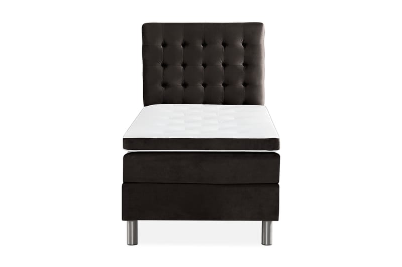 NOVELLA Sängpaket 90x200 cm Rutig Gavel Mörkgrå/Sammet - Möbler - Sovrum - Sängar - Komplett Sängpaket