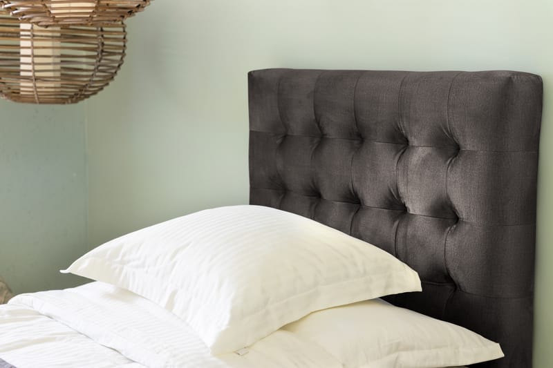 NOVELLA Sängpaket 90x200 cm Rutig Gavel Mörkgrå/Sammet - Möbler - Sovrum - Sängar - Komplett Sängpaket