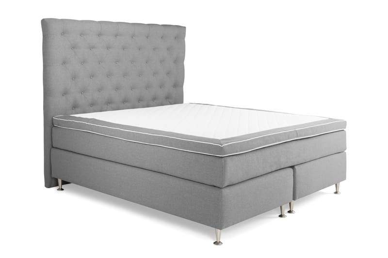 OAKHAM Komplett Sängpaket Kontinentalsäng 180x200 Ljusgrå - Royal King Size Sänggavel 180x200 - Möbler - Sovrum - Sängar - Komplett Sängpaket