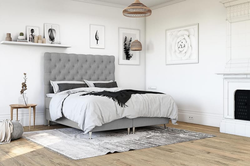 OAKHAM Kontinentalsäng 180x200 Ljusgrå - Möbler - Sovrum - Sängar - Komplett Sängpaket